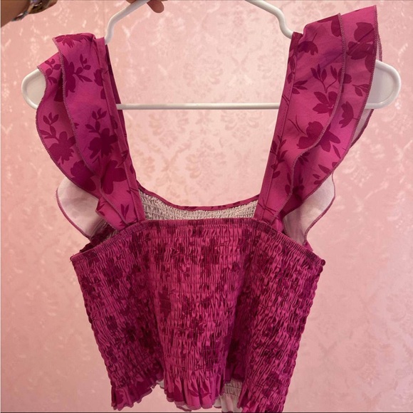 Floral Ruffle Smocked Top - Pink - Picture 3 of 3